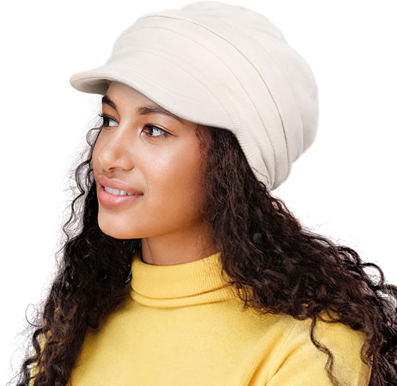 Alnorm Oversize Satin Lined Baseball Cap Newsboy Cap Winter Hat for Frizzy Curly Hair - Image 1